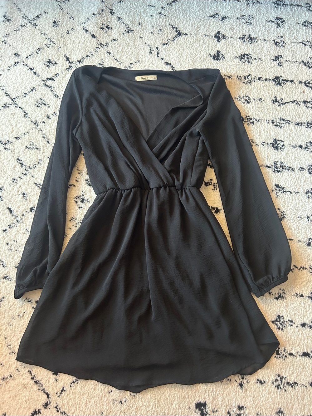 Final Touch Black Long-Sleeve Surplice Dress